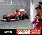 Fernando Alonso Grand Prix İspanya 2013 yılında zaferi kutluyor